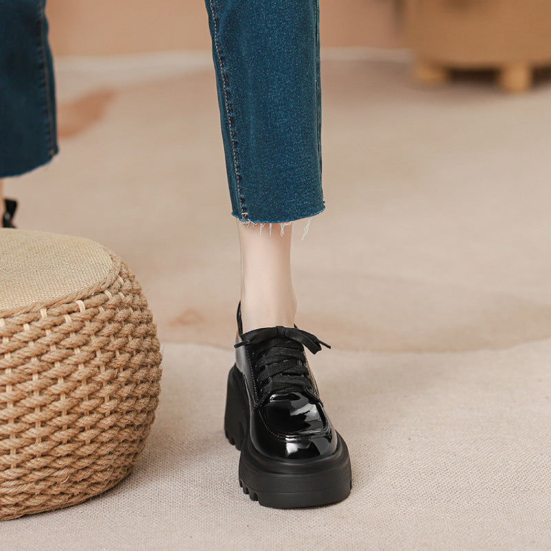 Women's Jane British Style Autumn Black Thin Loafers