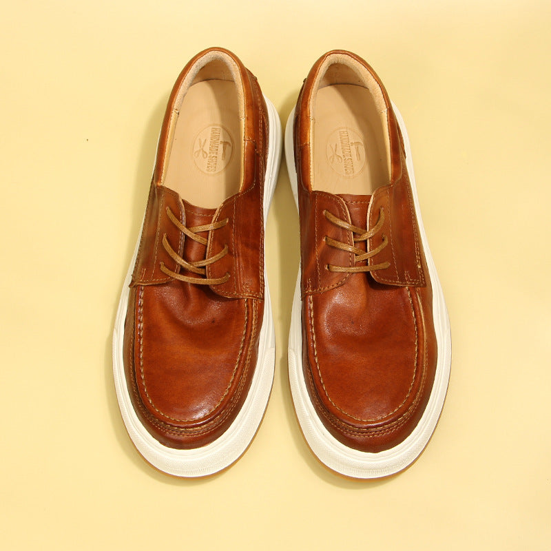 Men's Horse Washed-out Vintage Genuine Fashion Trendy Men's Board Shoes