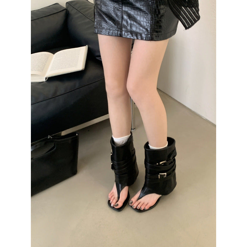 Women's Niche Design Knight Square Toe Chunky Sandals