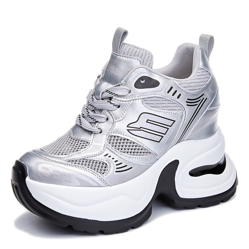 Women's Height Increasing Insole Breathable Clunky Platform Mesh Surface Small Women's Shoes