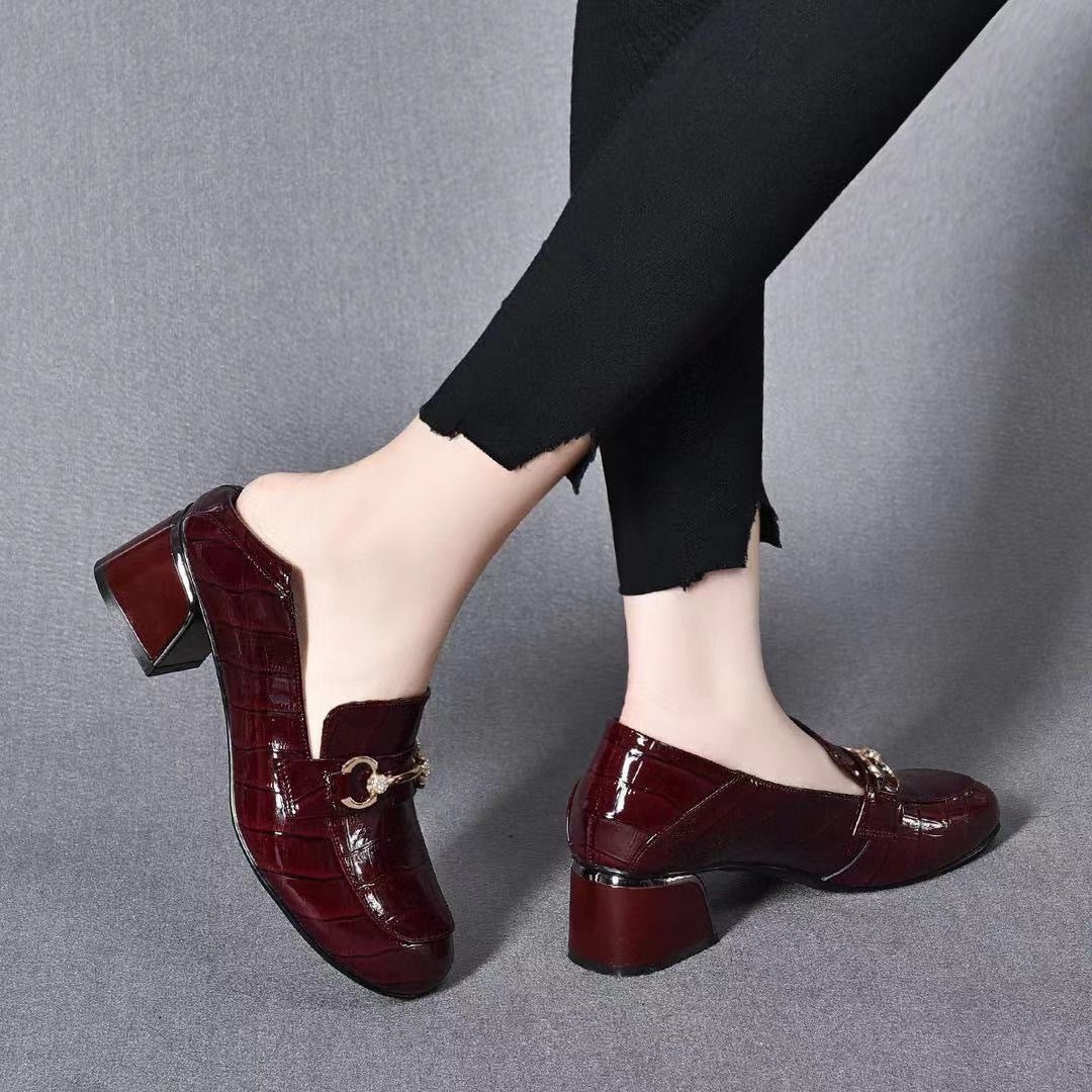 Women's Autumn Round Toe Flat Bottom Buckle Women's Fashion Shoes