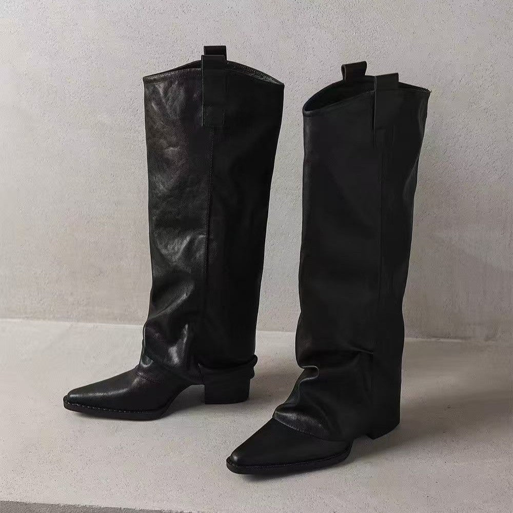 Women's The Knee Tall Knight Slimming Chunky Long Heels