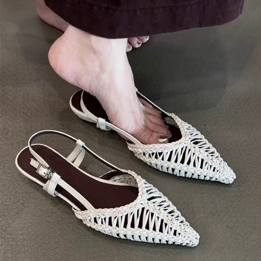 Women's Comfortable Pointed Toe Back Strap Retro Women's Fashion Shoes