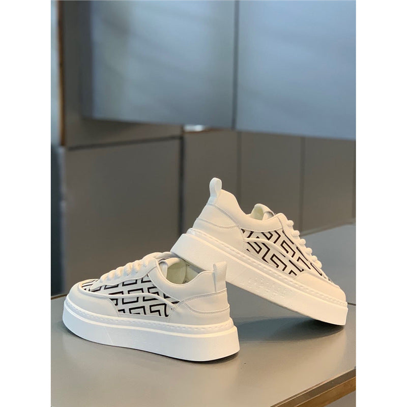 Men's Summer Low Top Platform White Mesh Breathable Board Men's Sports Shoes