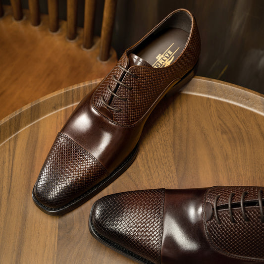 Men's Formal Fashion Office Stitching Oxford Black Wedding Best Men's Business Leather Shoes