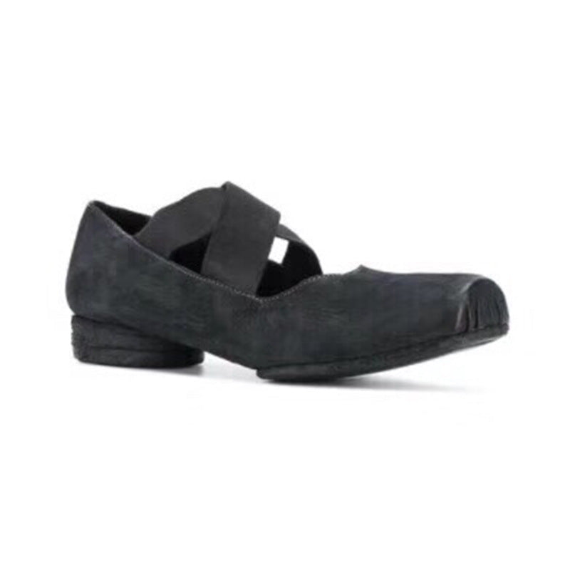 Women's Ballet Vintage Mary Cross Strap Distressed Pumps Women's Fashion Shoes