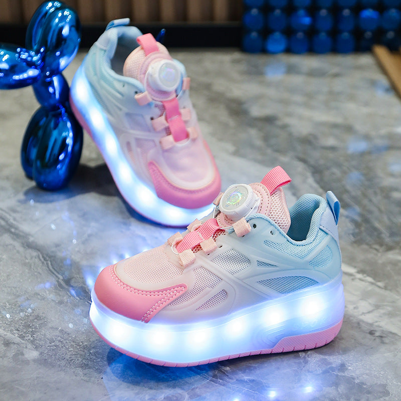 Rechargeable Colorful Light Horse Running Button Kid's Sneakers