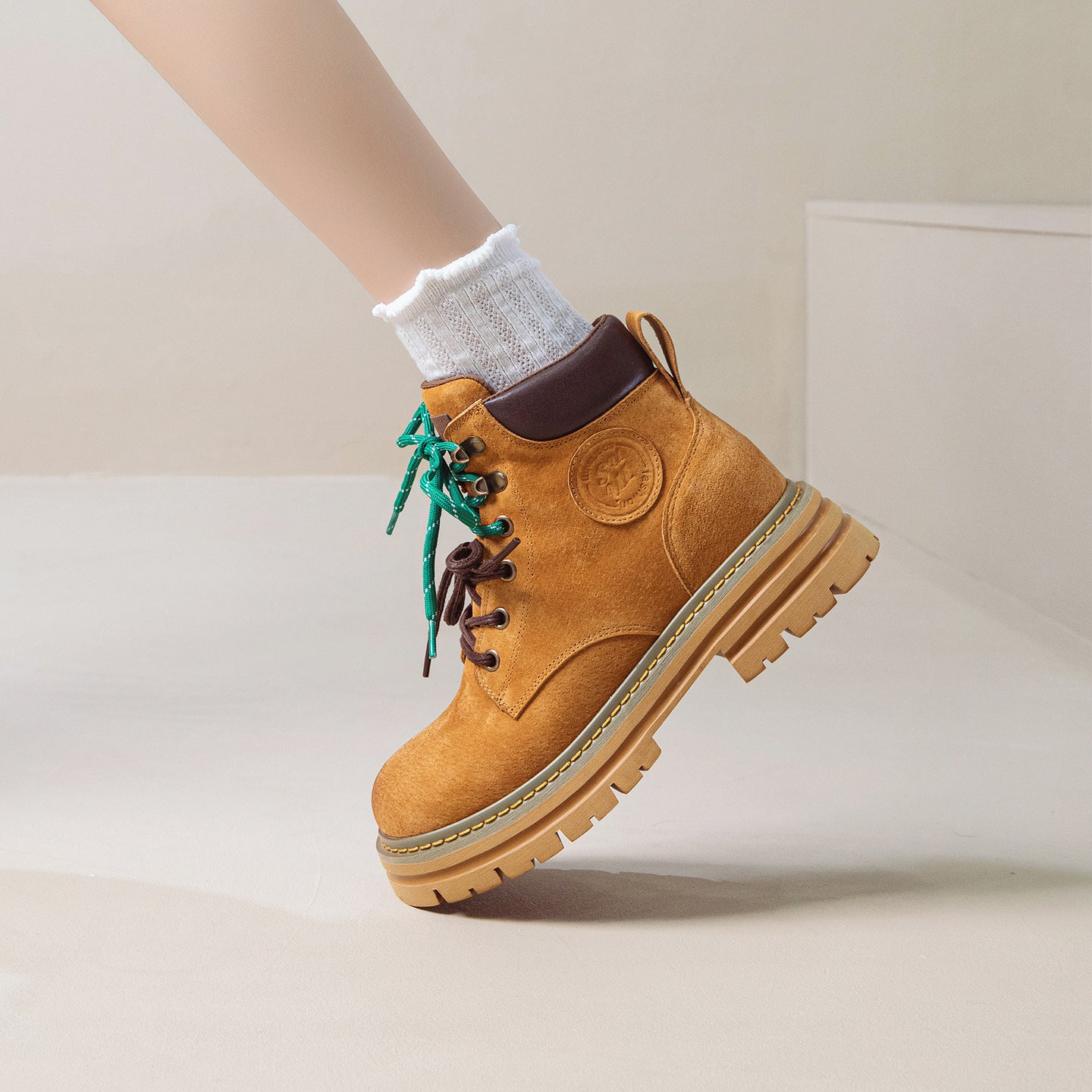 Women's Elevator Martin Summer Outdoor Travel Retro Mountaineering Western Women's Leather Boots