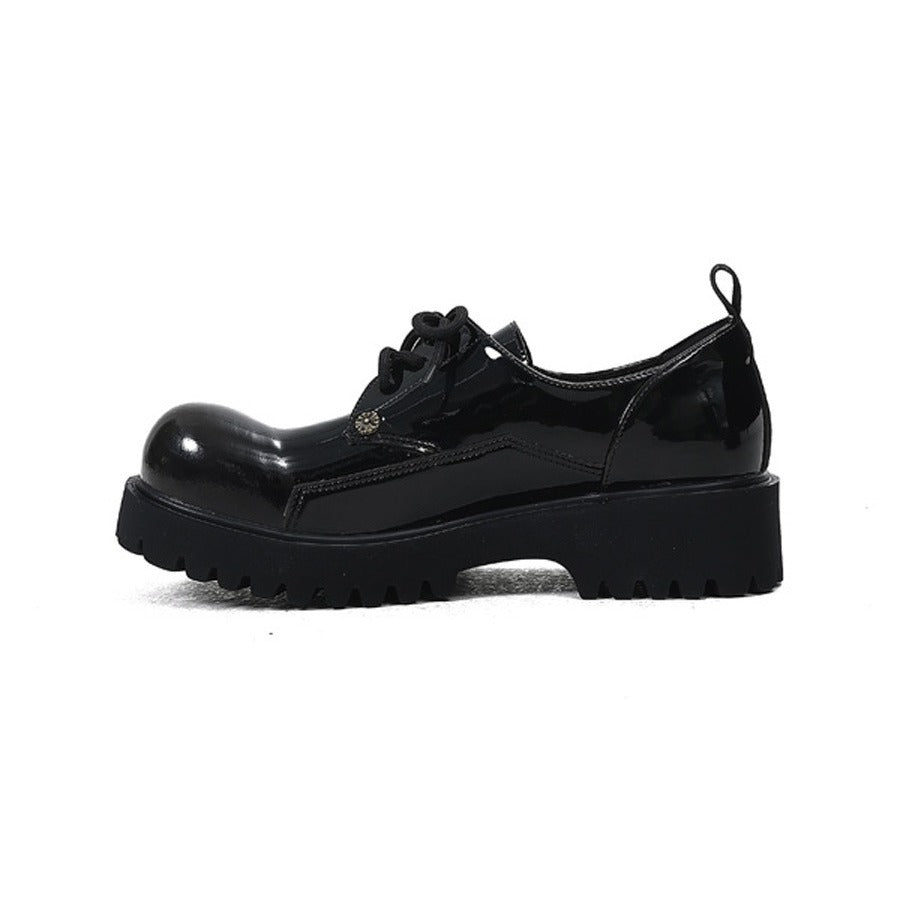 Women's & Men's Style Polished Old Thick Bottom Derby Leather Shoes