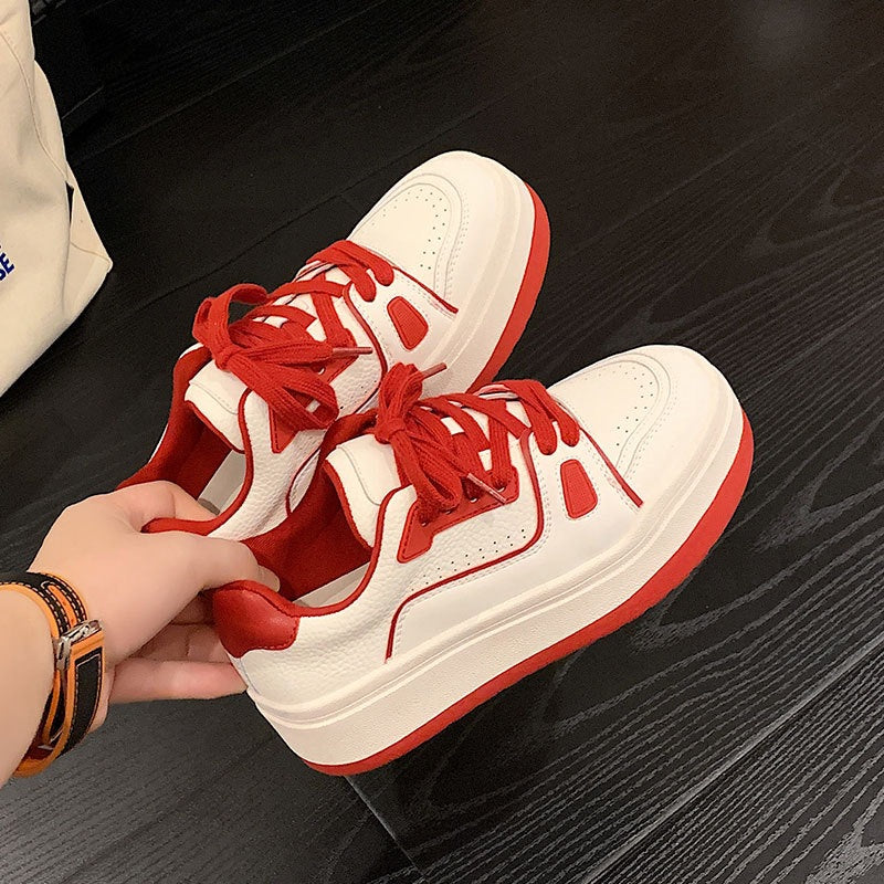Women's White Versatile European Retro Muffin Sports Leisure Men's Shoes