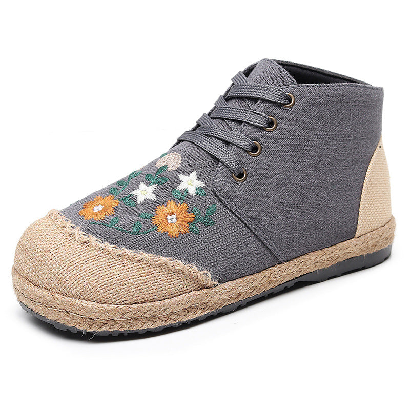 Women's Ethnic Style Embroidered Flower Daisy Cotton Casual Shoes