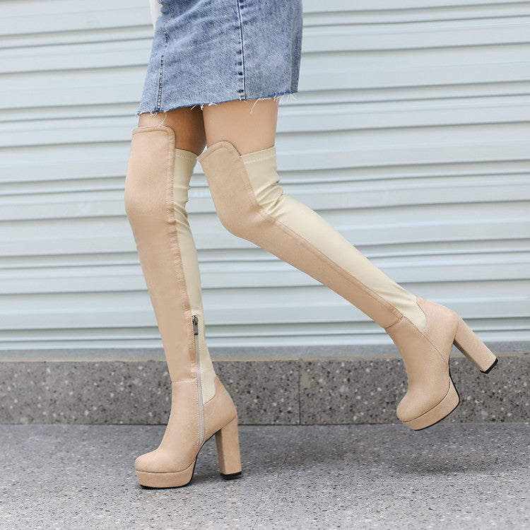 Women's Over The Knee Long Skinny Stretch Women's Leather Boots