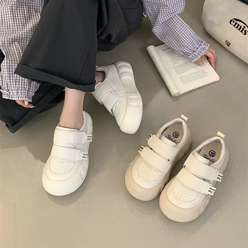 Women's Super Beautiful Heightened Easy Wear Spring Velcro Small Lightweight Bread Women's Casual Shoes