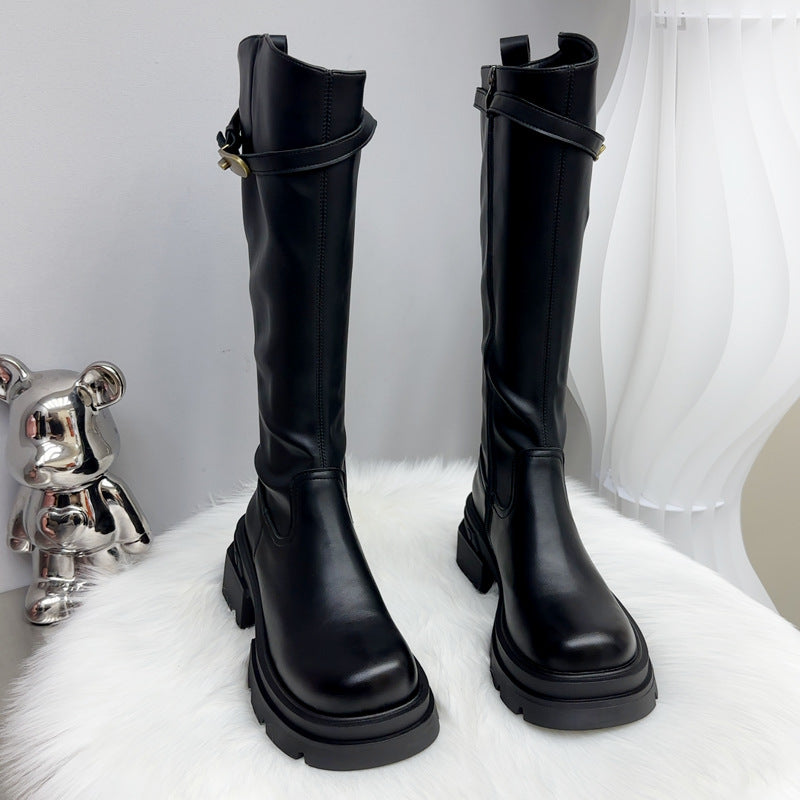 Long Thick Bottom Waterproof Platform Fleece-lined Warm Tall Knight Small Boots