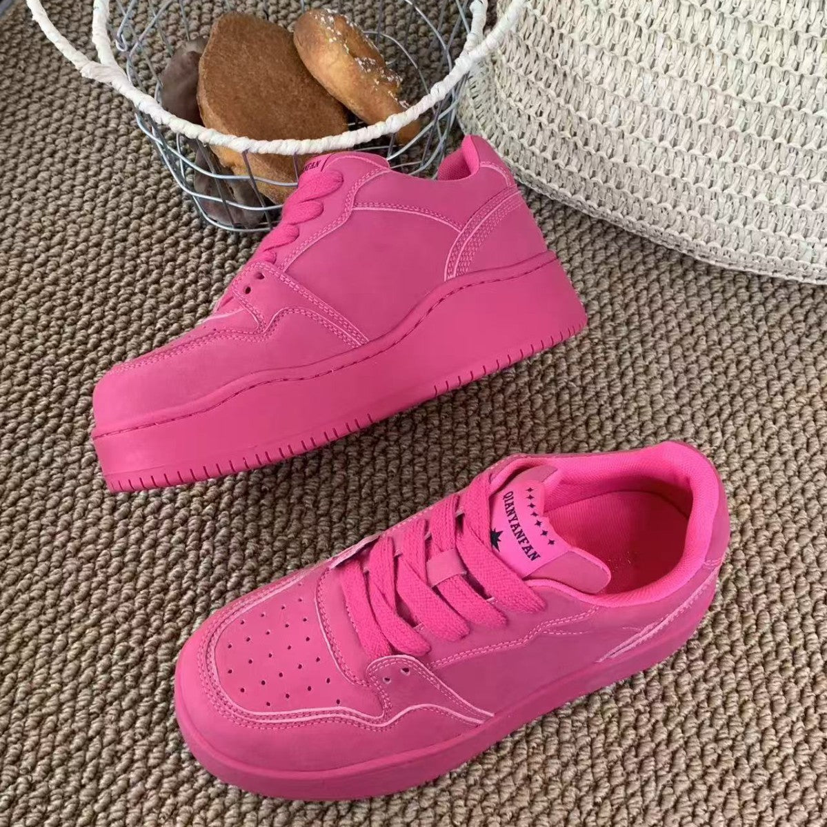Women's Preface Fan Yellow Board Round Head Thick Bottom Height Increasing Women's Casual Shoes