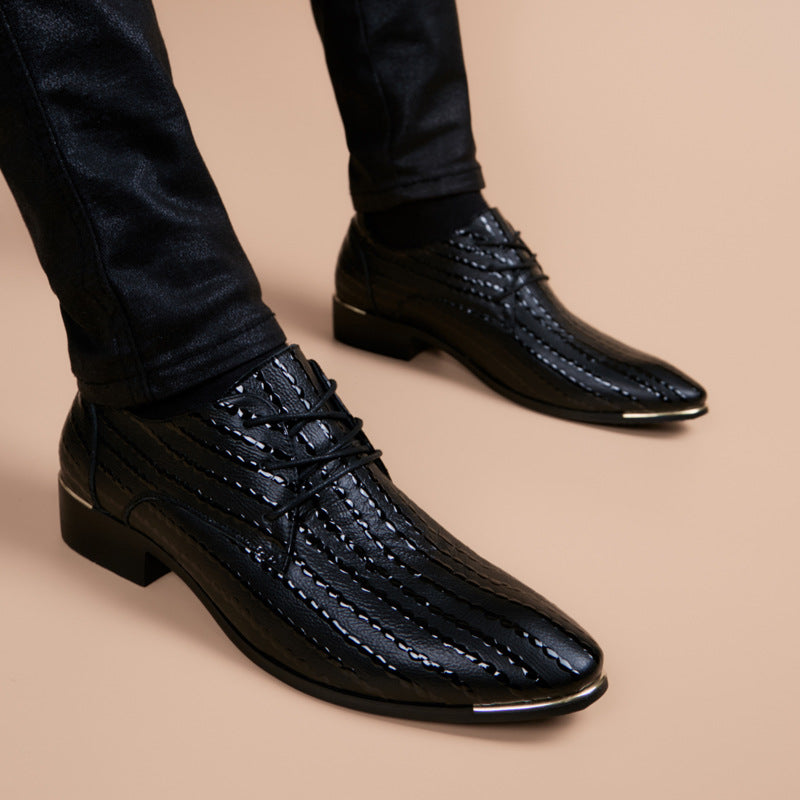 Men's Style Inner Height Increasing Black Pointed Men's Business Leather Shoes