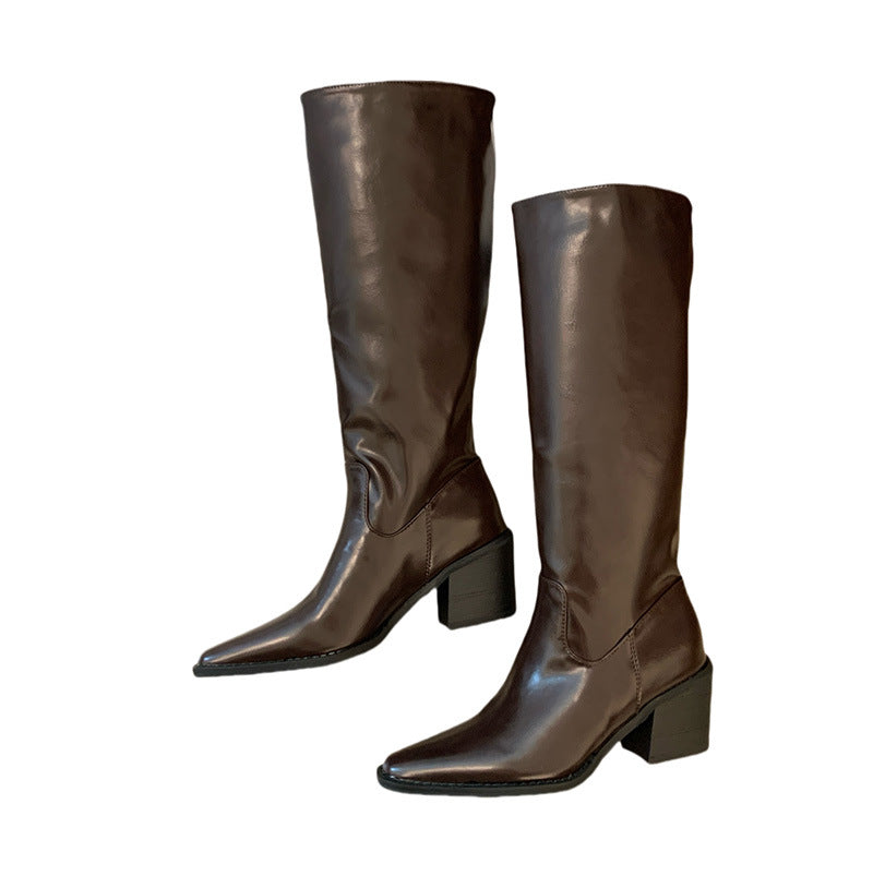 Long Female Tube Tail Soft High Stiletto Women's Leather Boots
