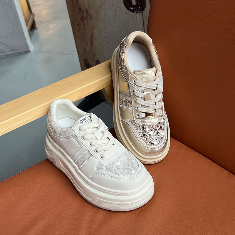 Women's Bottom White For Spring Platform Height Increasing Commuting Women's Sports Shoes
