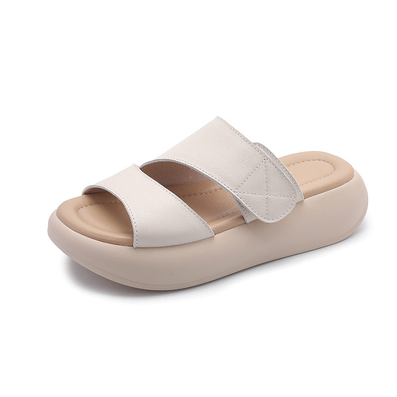 Women's Thick-soled Half Summer Genuine Soft Soled Flats Retro Slippers