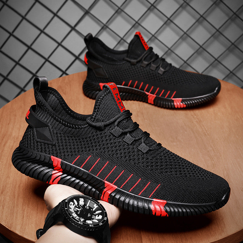 Men's Black Summer Flying Woven Sports Leisure Sneakers