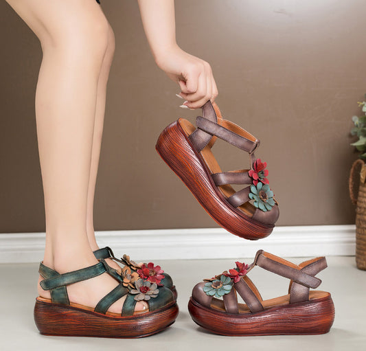 Women's Ethnic Style Mori Flower Toe Box Sandals