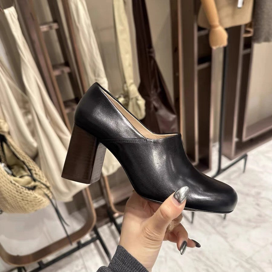Women's Cowhide Version Simple Style Round Toe Women's Fashion Shoes