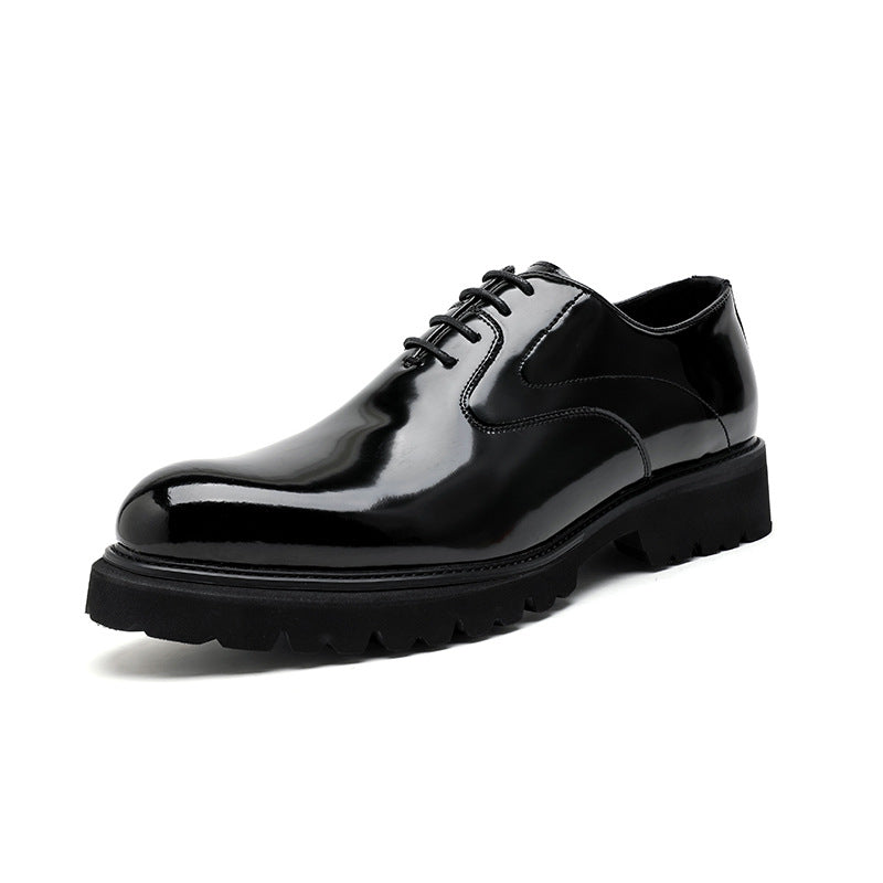 British Style Trendy Formal Wear Business Wedding Thick Sole Height Men's Casual Leather Shoes