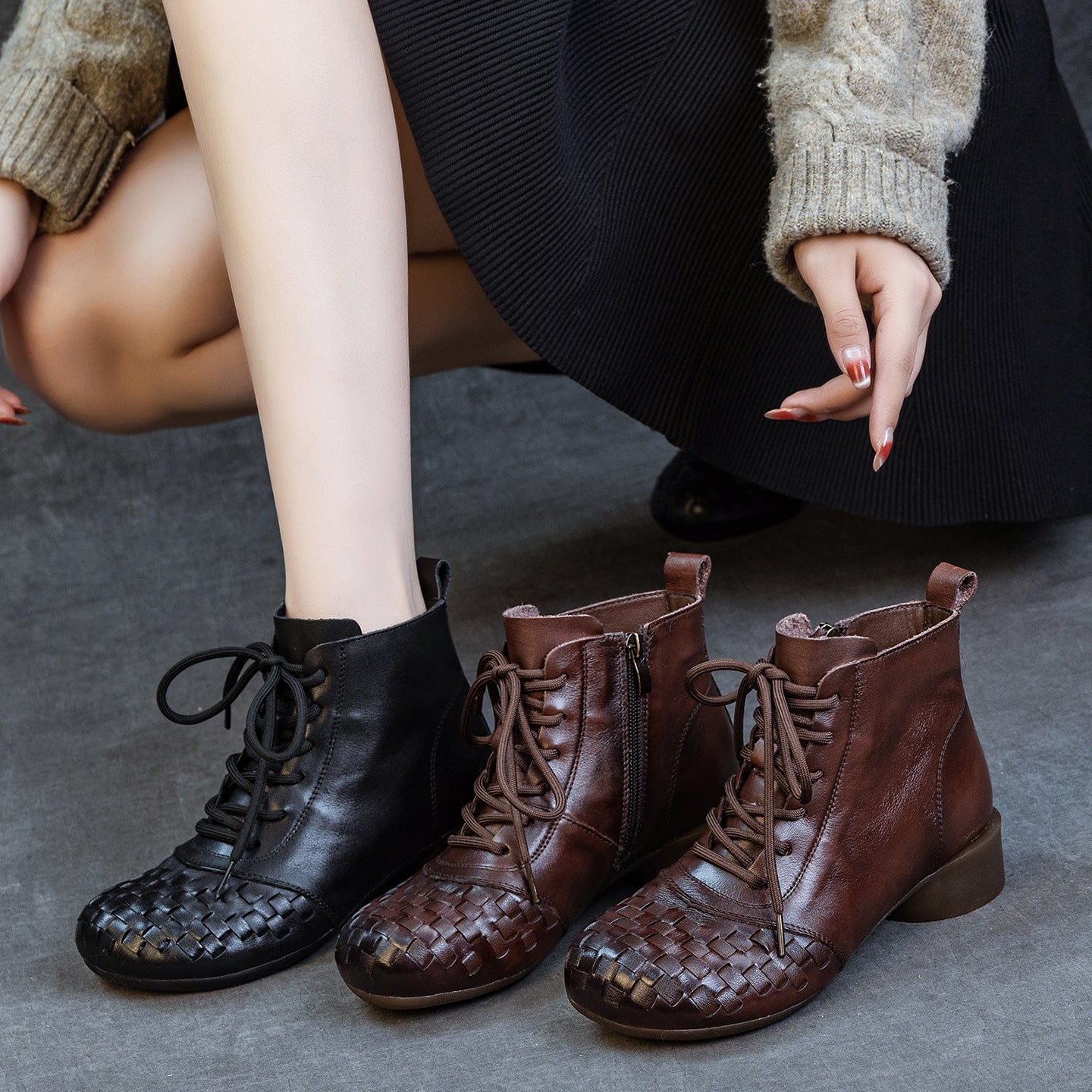 Women's Genuine Thick Soft Bottom Top Layer Cowhide Retro Women's Leather Boots