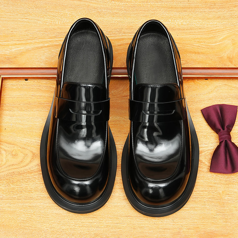 Men's Foot Big Head High-grade Glossy Slip-on Men's Business Leather Shoes