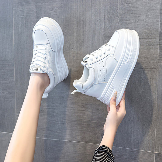 Women's Platform Height Increasing Insole White With Sneakers