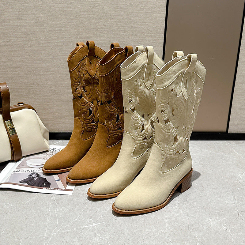 Women's Knight Retro Large Small Size Breathable Women's Leather Boots
