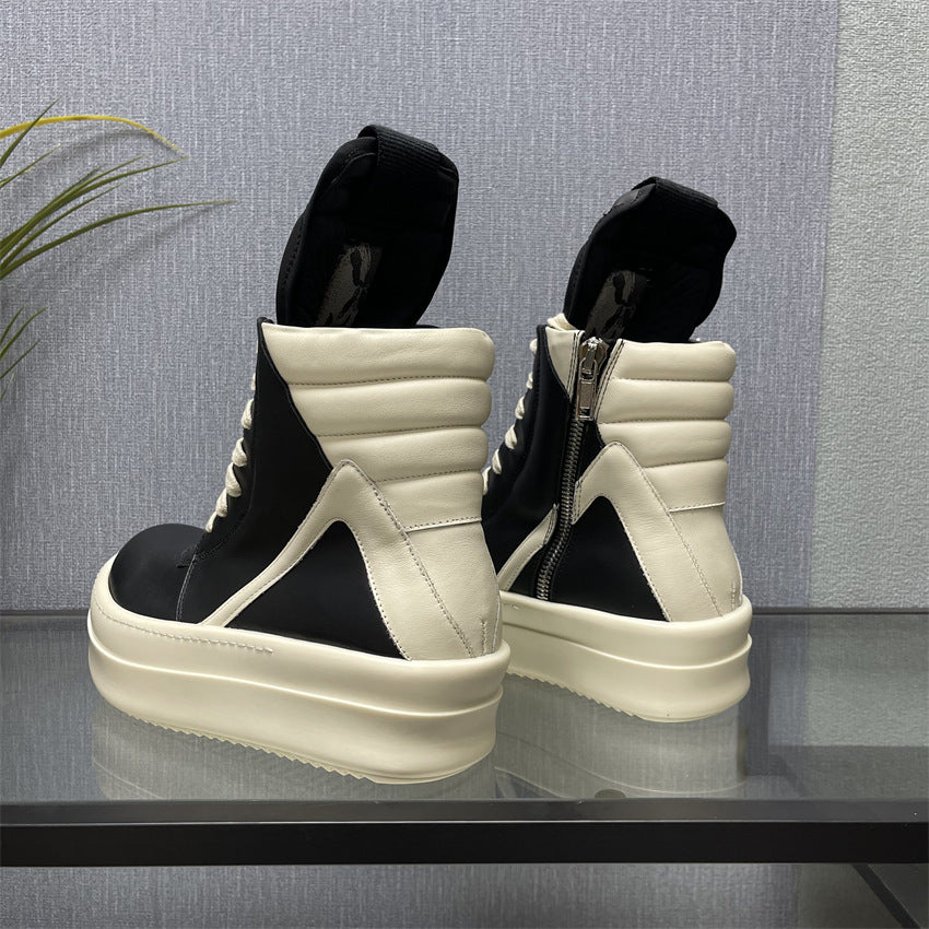 Women's & Men's Thick-soled Height Increasing Black White Main Sneakers