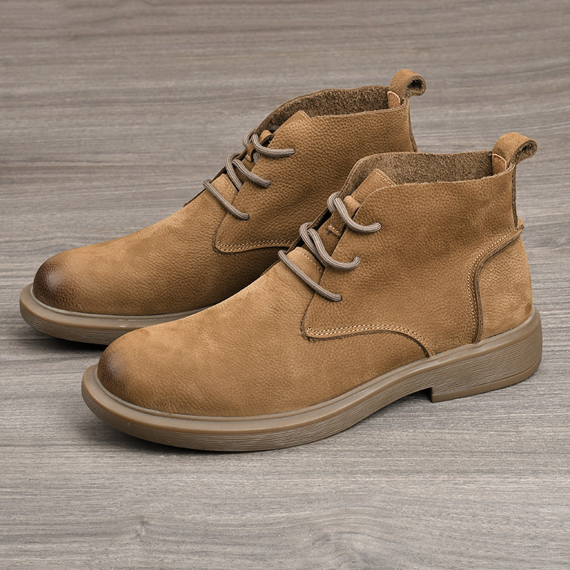 Men's Retro Lace Up Trendy Versatile Single-layer Men's Casual Leather Shoes