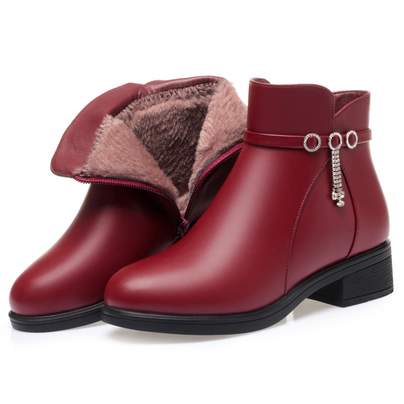 Women's Mother's Soft Bottom Short Mid Fleece-lined Women's Shoes