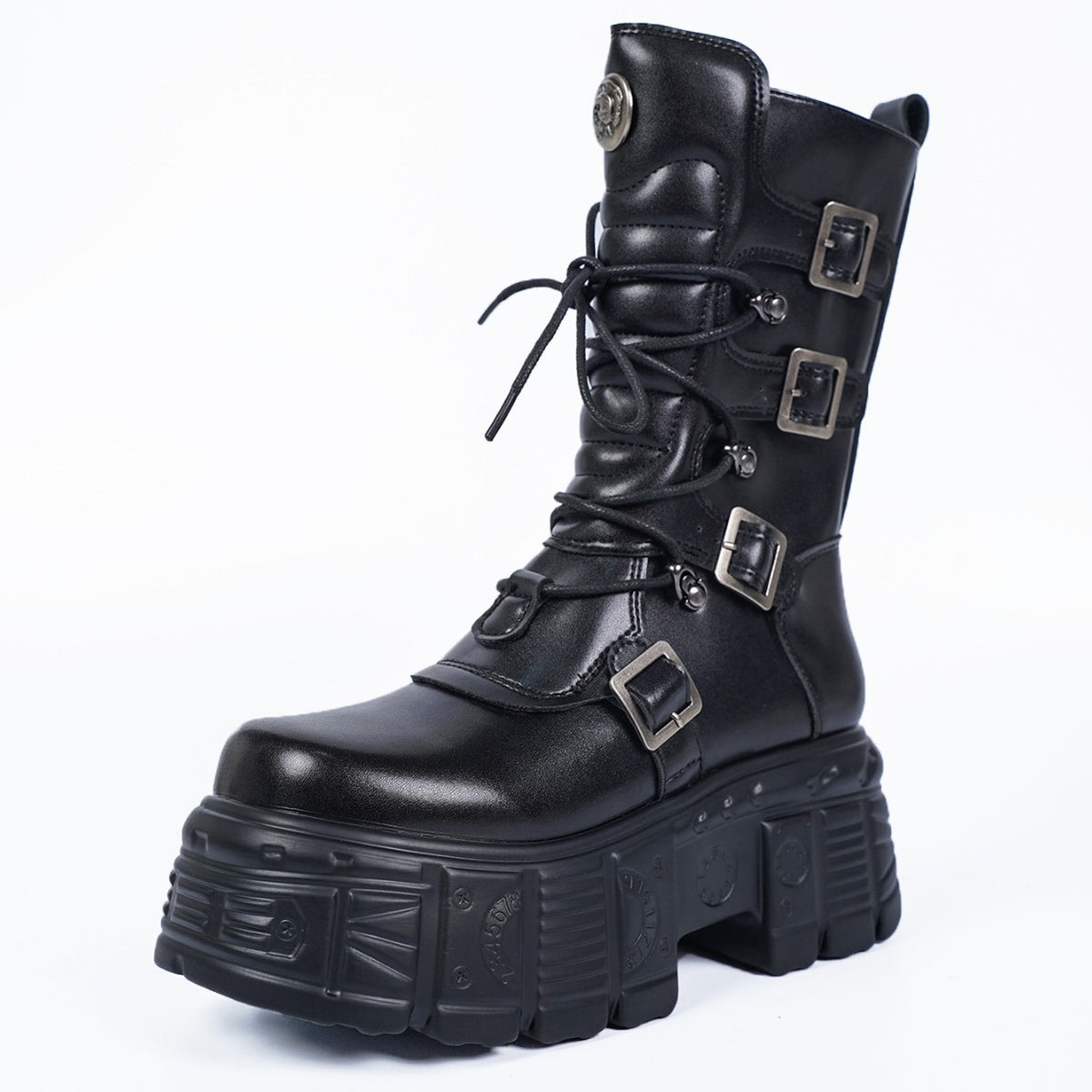Women's Dark Punk Platform Middle Gothic Martin Retro Boots