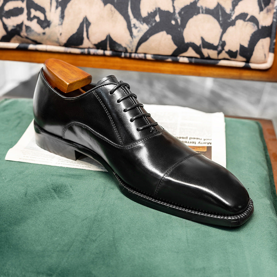 Men's Formal Wear Square Toe High-grade Cowhide Men's Business Leather Shoes