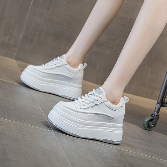 Women's Wedge White Muffin Platform Height Increasing Insole Small Pumps Women's Casual Shoes