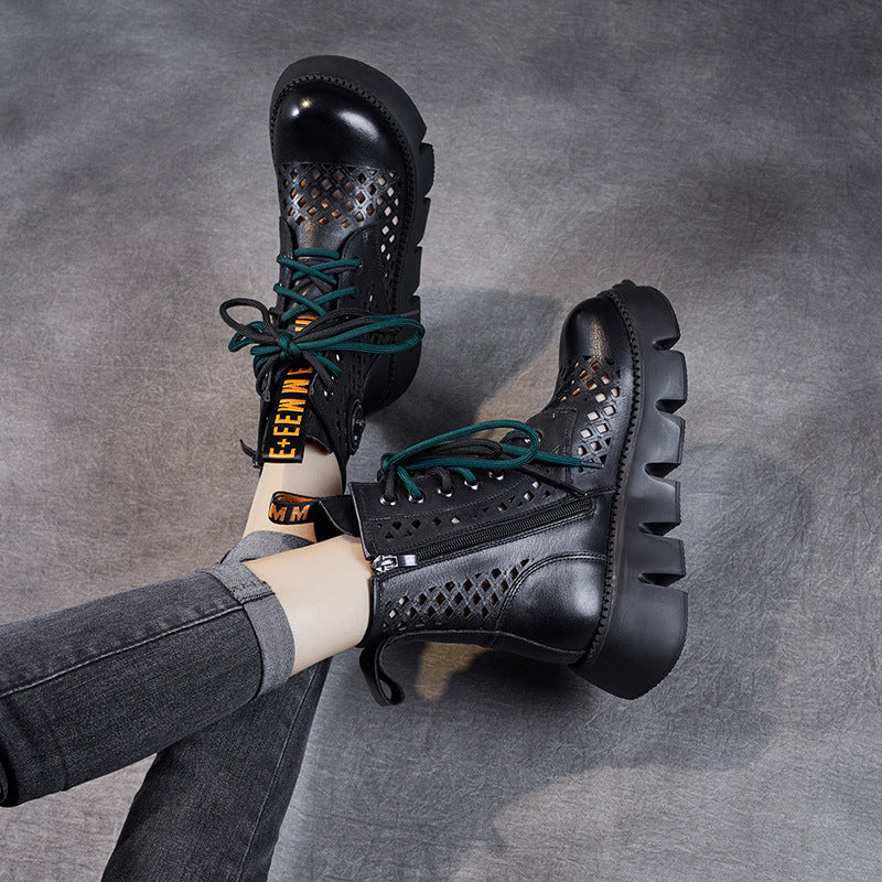 Women's Ankle Hollow Thin Martin Retro Round Sandals