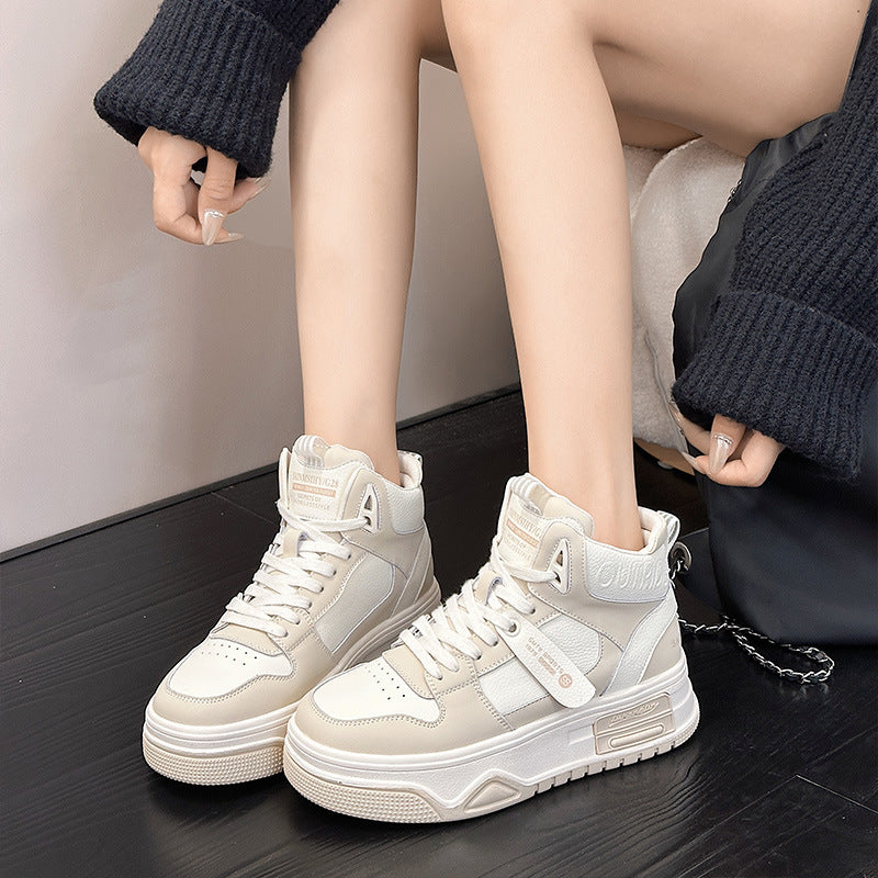 Women's Top White Korean Genuine Thick-soled Fleece-lined Thermal Women's Casual Shoes