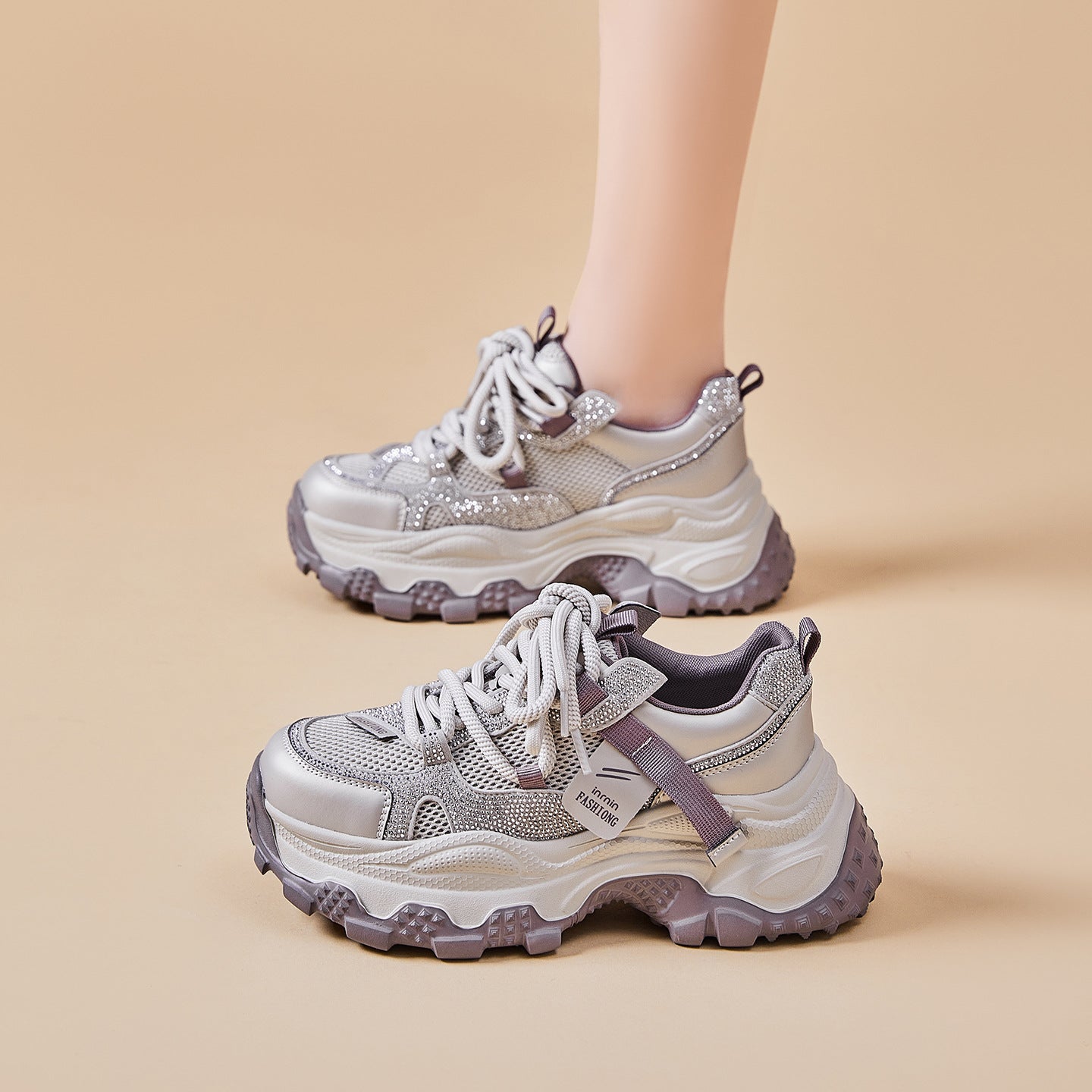 Women's Breathable Thick Bottom Increased Comfortable Lightweight Women's Sports Shoes