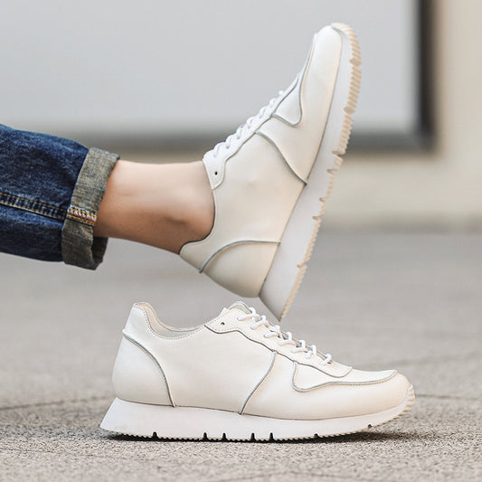 Men's Uncle White Fashionable Running Board Retro Leather Shoes