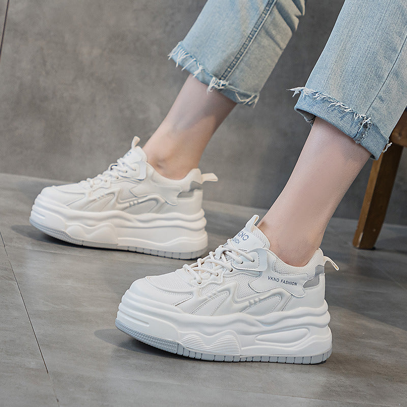 Women's Hidden White Spring Leisure Platform Breathable Small Women's Casual Shoes