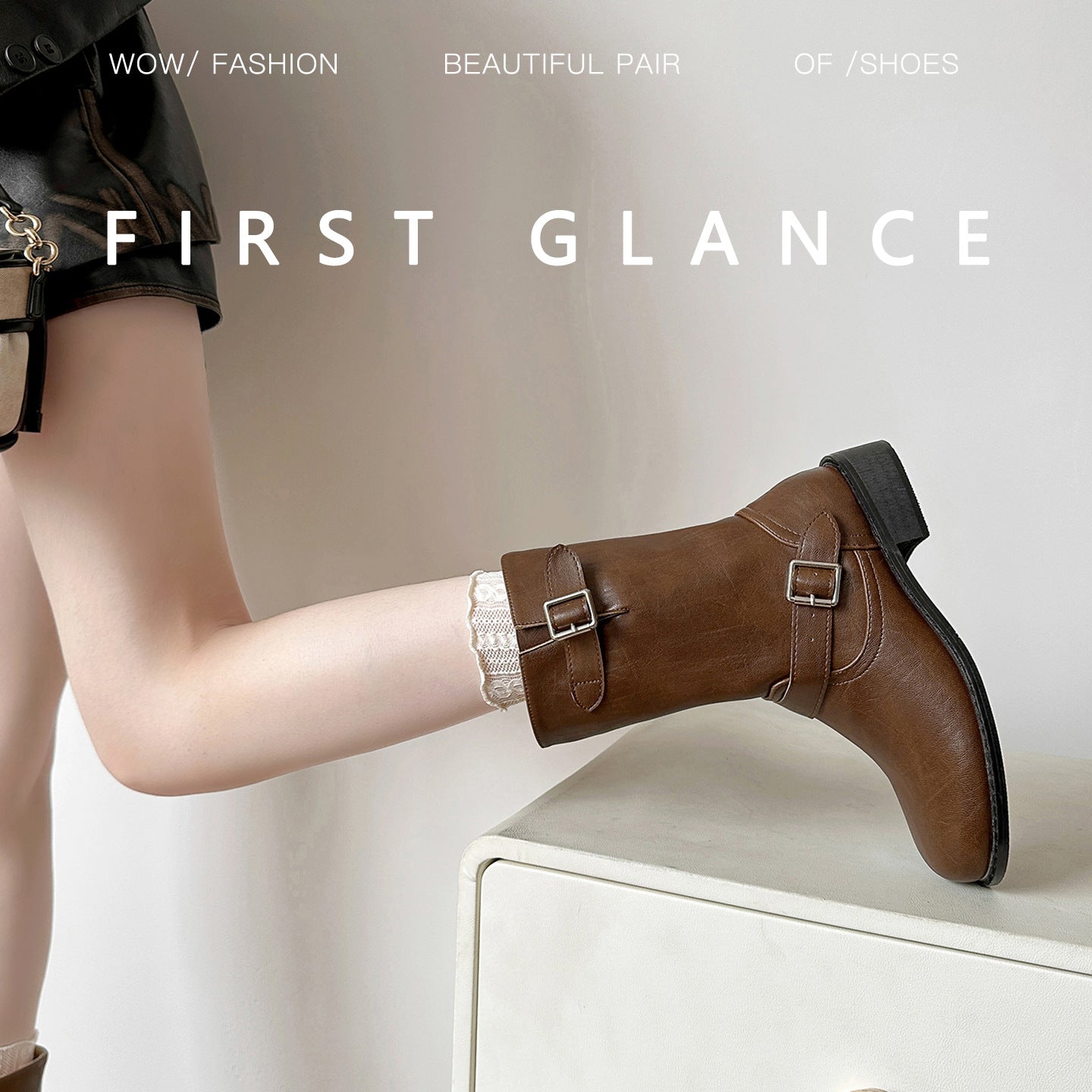 Women's Brown Elevator Martin For British Retro Ankle Small Round Women's Leather Boots