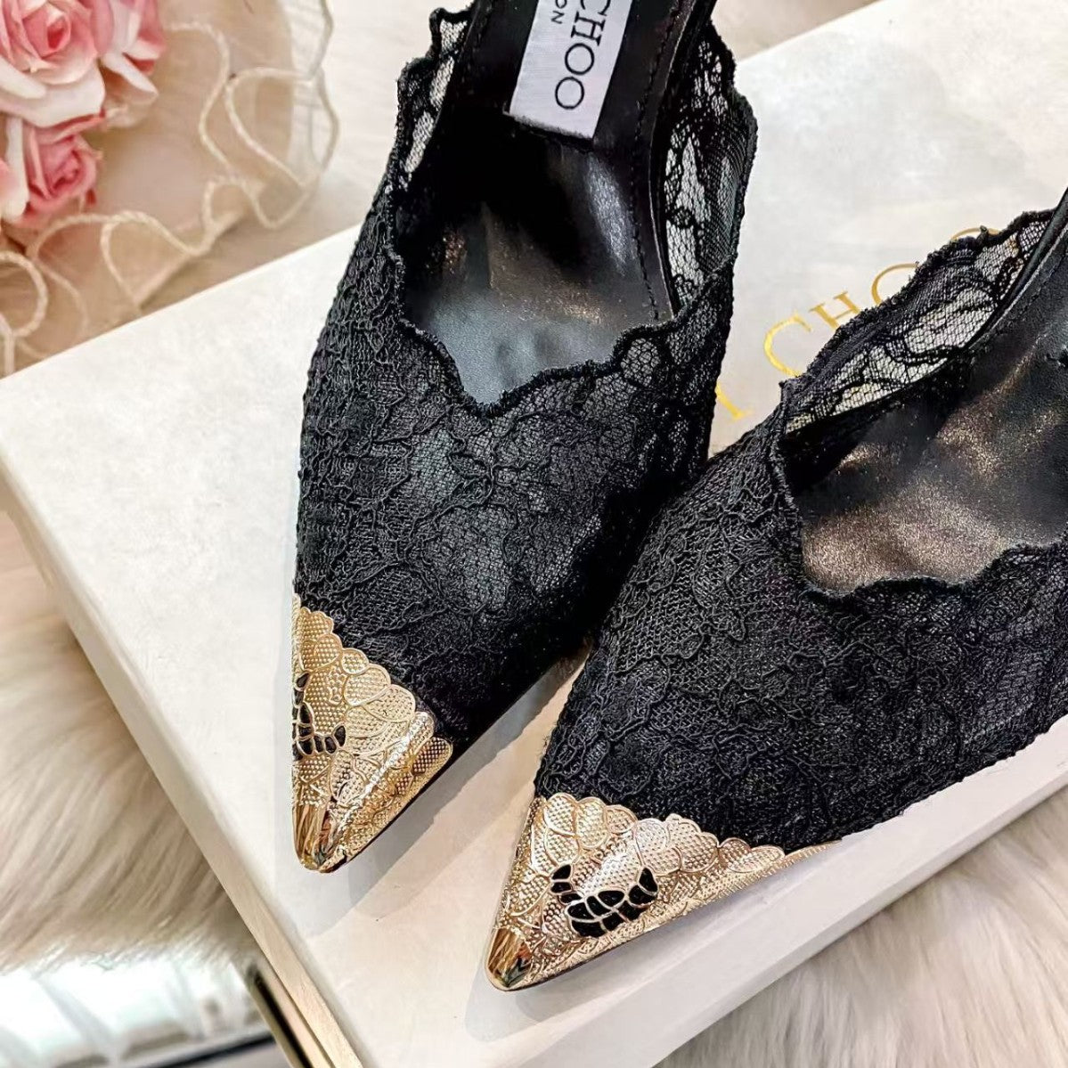 Lace Low-cut Fashion Sexy Fairy Style Metal Heels