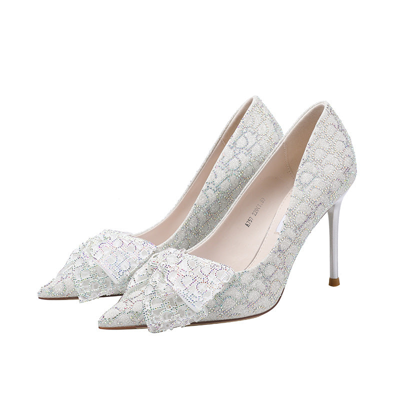 Women's Bird Sexy Rhinestones Stiletto Spring Bow Women's Shoes