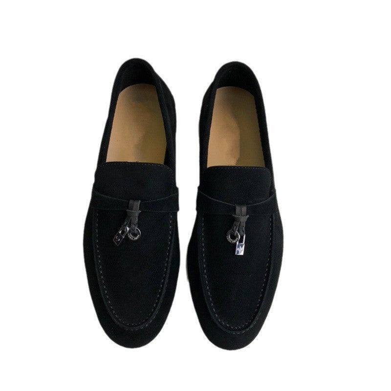 Women's One Pedal Pumps Suede Flat Bottom England Style Loafers