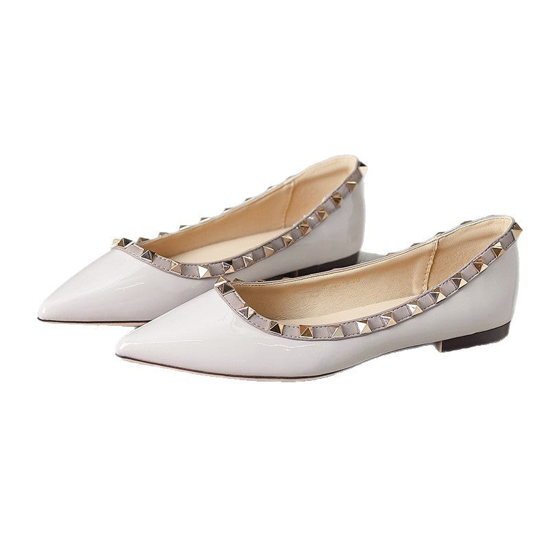 Women's Rivet Patent Lei Gentle Soft Soled Women's Fashion Shoes
