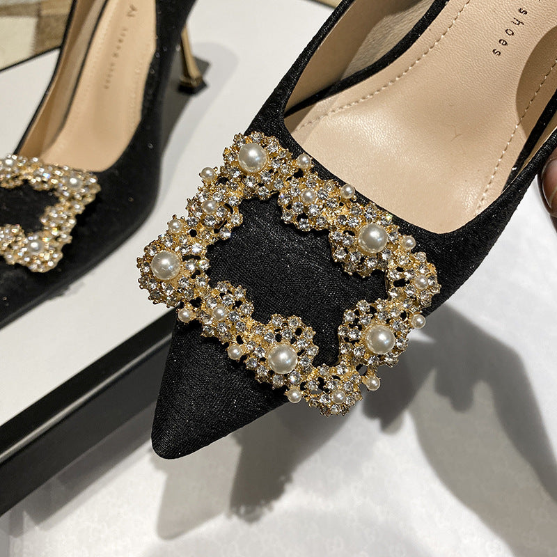 Women's Mouth Commuter Rhinestone Temperament Korean Style Women's Fashion Shoes