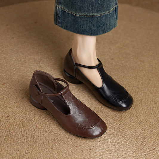 Women's Toe Mary Jane French Retro Low Flat Extra Large Small Loafers