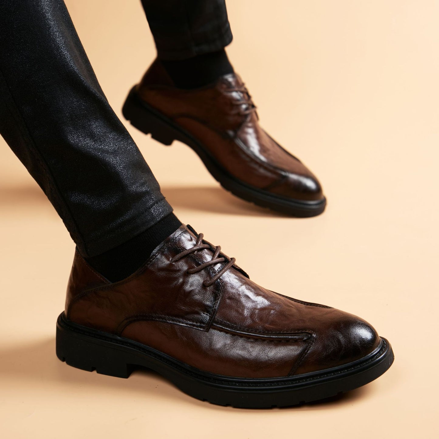 Men's Style Trendy Formal Height Increasing Insole Leather Shoes